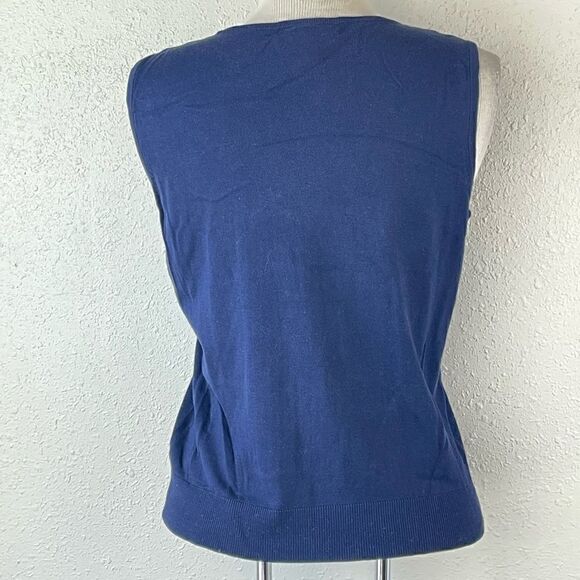 EUC August Silk Womens Blue Sweater Blouse Tank Top Size M - Picture 4 of 6